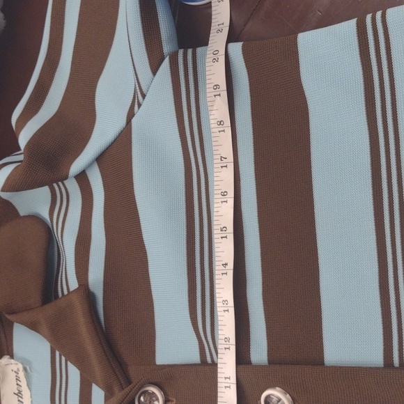 Marberni, 60's Union Made Vintage Elegant Blue/Brown Long Sleeve Dress Size 16 - Picture 9 of 16